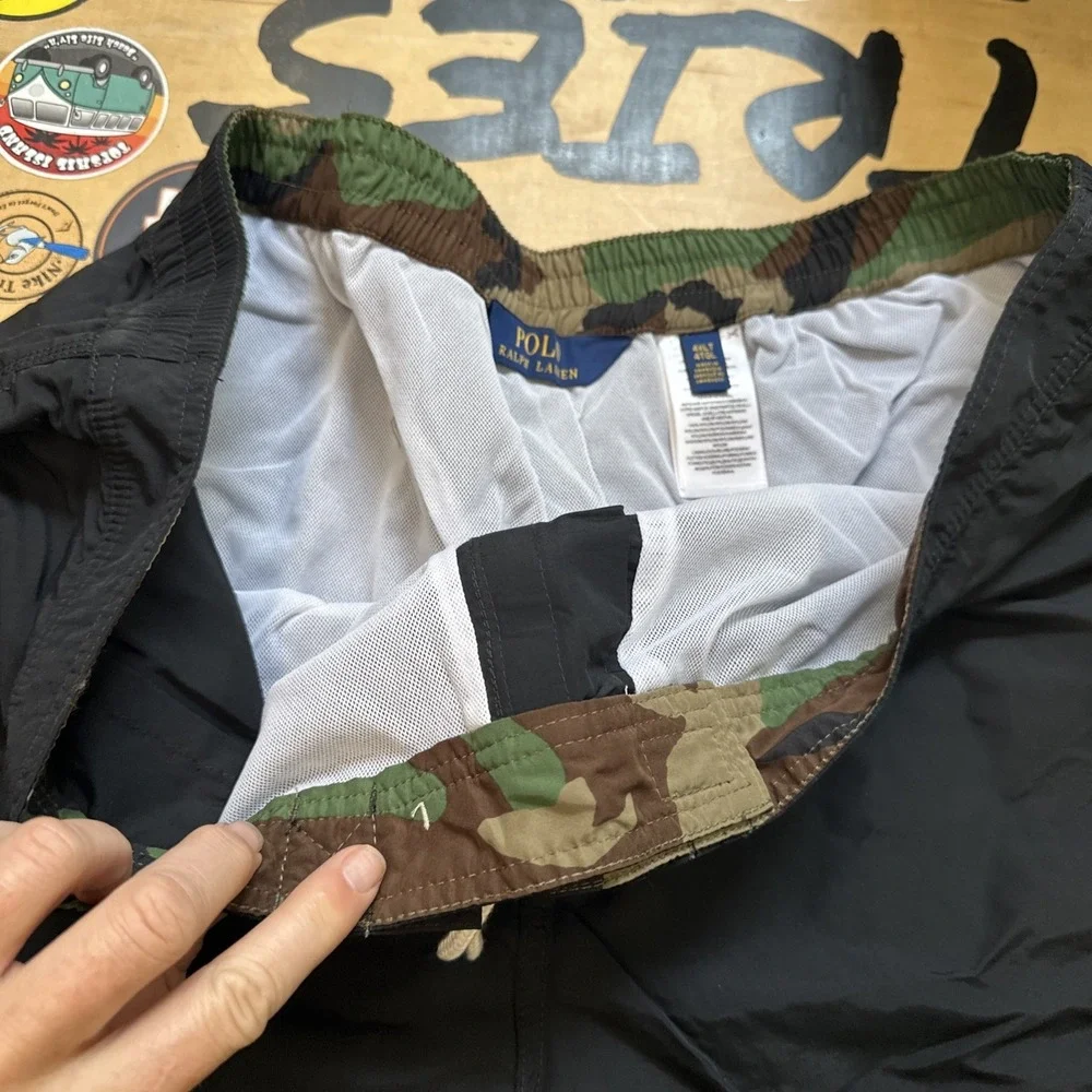 Polo Big & Tall‎ Black Camo Swim Board Shorts Size 4LT NWT MSRP $79
